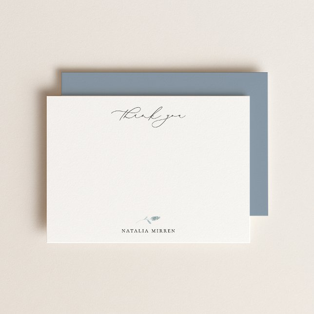 Elegant Dusty Blue Botanical Thank You Card (Creator Uploaded)