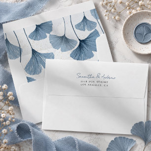 Elegant Dusty Blue Botanical Watercolor Wedding Envelope