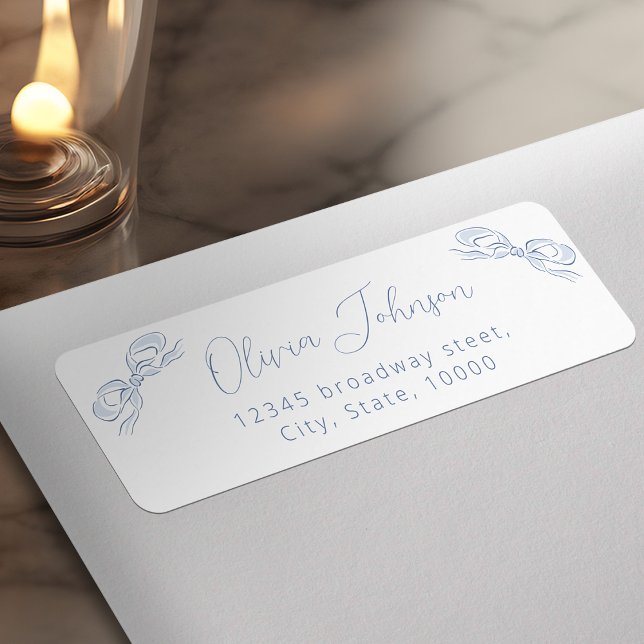 Élégant Dusty Blue Bow Adresse de retour Label (Elegant Dusty Blue Bow Return Address Label)