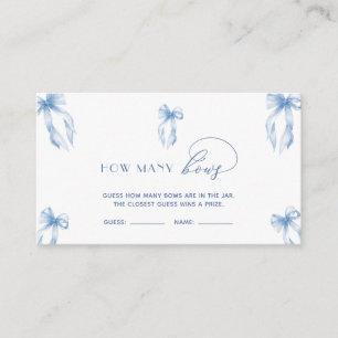 Elegant Dusty Blue Bow Guess How Many Bows Game Enclosure Card