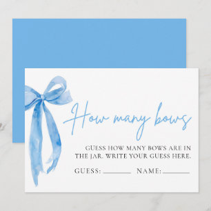 Elegant Dusty Blue Bow Guess How Many Bows Game Invitation
