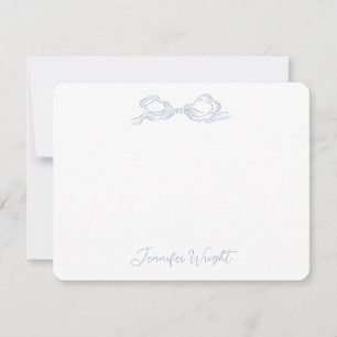 Elegant Dusty Blue Bow Personalized Stationery Card