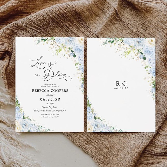 Elegant Dusty Blue Bridal Shower Invitation (Créateur téléchargé)