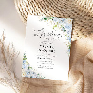 Elegant Dusty Blue Bridal Shower Invitation