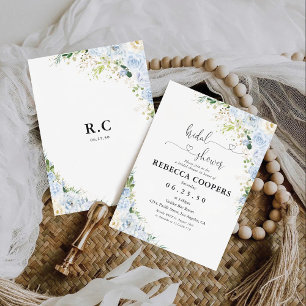 Elegant Dusty Blue Bridal Shower Invitation