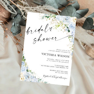 Elegant Dusty Blue Bridal Shower Invitation