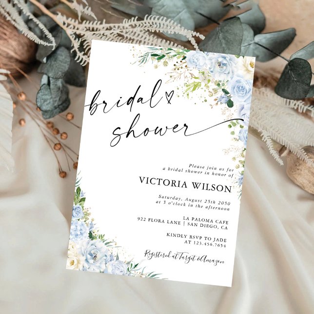 Elegant Dusty Blue Bridal Shower Invitation (Créateur téléchargé)