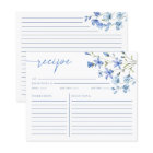 Elegant Dusty Blue Bridal Shower Recipe Card