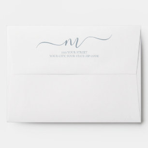 Elegant Dusty Blue Calligraphy Return Address Envelope