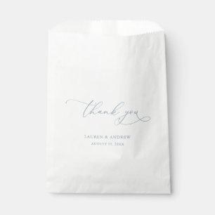 Elegant Dusty Blue Calligraphy Wedding Favour Bag