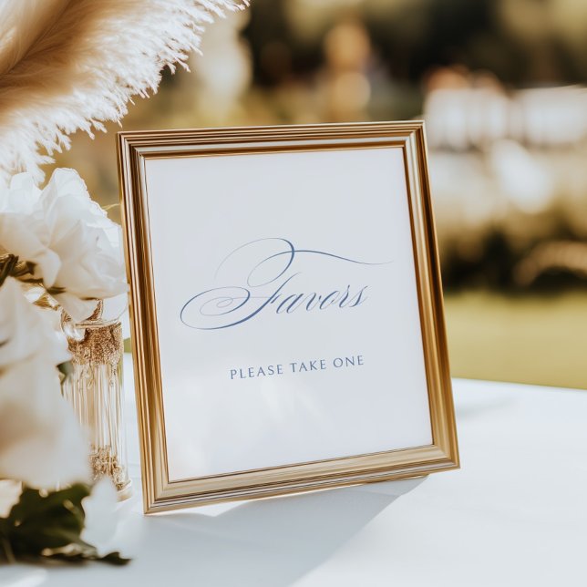 Elegant Dusty Blue Calligraphy Wedding Favours Poster (Creator Uploaded)