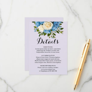 Elegant Dusty Blue Champagne Wedding Details Enclosure Card