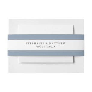 Elegant Dusty Blue Chic Border Wedding Suite Invitation Belly Band