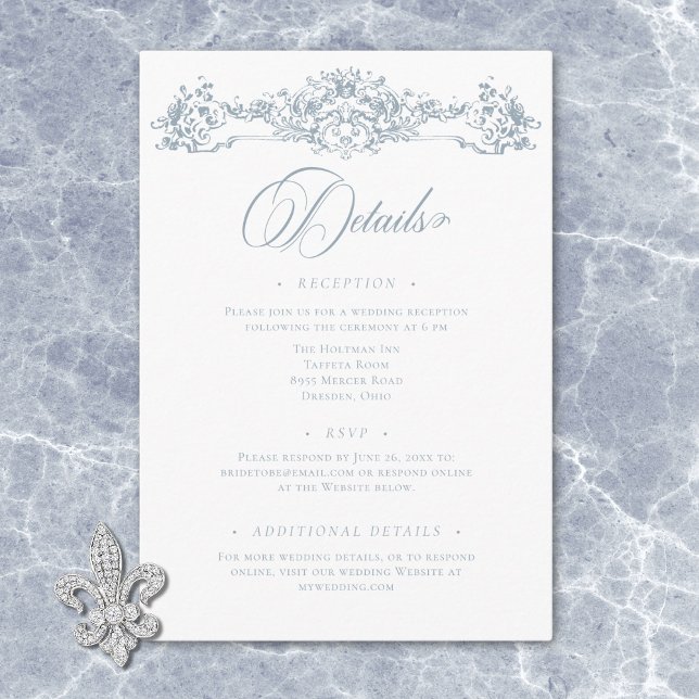 Elegant Dusty Blue Chinoiserie Cherub Wedding Enclosure Card (Elegant Dusty Blue Chinoiserie Cherub Wedding Enclosure Card)
