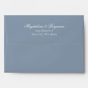 Elegant Dusty Blue Christian Chapel Church Wedding Envelope