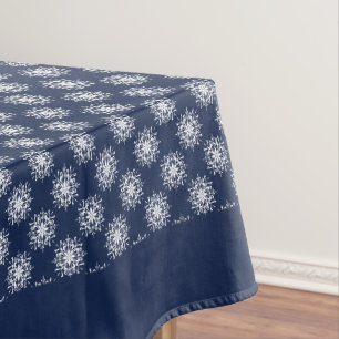Elegant Dusty Blue Christmas Snowflakes Tablecloth