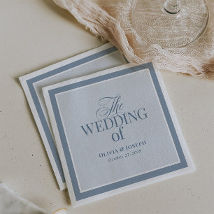 Elegant Dusty Blue   Classic Luxe Wedding Napkin