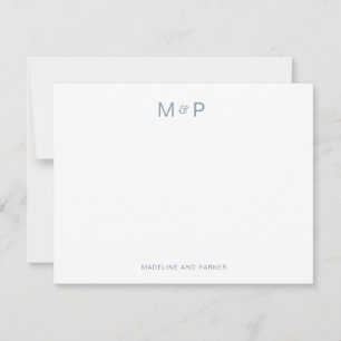 Elegant Dusty Blue Contemporary Couple Monogram Card