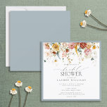 Elegant Dusty Blue Country Floral Bridal Shower In Invitation<br><div class="desc">Modern, elegant square bridal shower invitation featuring a watercolor vintage country floral drop, in shades of dusty blue, neutral blush pink, marigold yellow, pink and burgundy, with a dusty blue trim and card back. These warm tones are super versatile and suit bridal showers in any season. Personalize your bridal shower...</div>