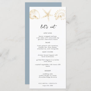 Elegant Dusty Blue Destination Wedding Menu