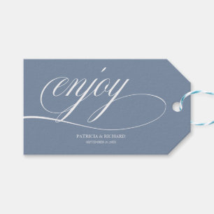 Elegant Dusty Blue Enjoy Wedding Favour Tags