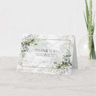 Elegant Dusty Blue Eucalyptus Greenery Marble Card