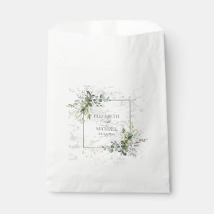 Elegant Dusty Blue Eucalyptus Greenery Marble Favour Bag