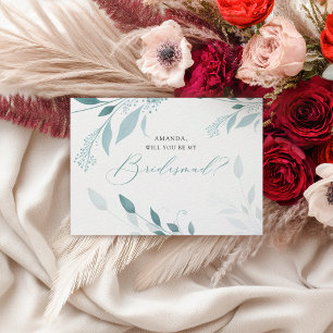 Elegant Dusty Blue Eucalyptus Teal Floral Wedding Postcard