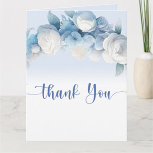 Elegant Dusty Blue Floral Baby Shower Thank You Card