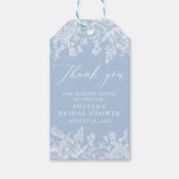 Elegant Dusty Blue Floral Bridal Shower Favour Tag