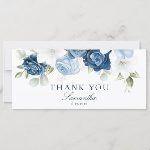 Elegant Dusty Blue Floral Bridal Shower Thank You