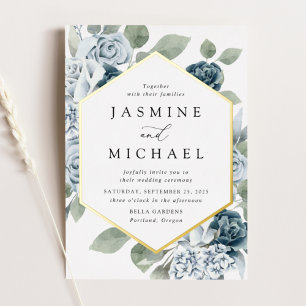 Elegant Dusty Blue Floral Frame Wedding