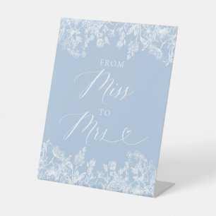 Elegant Dusty Blue Floral From Miss to Mrs Sign