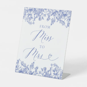 Elegant Dusty Blue Floral From Miss to Mrs Sign