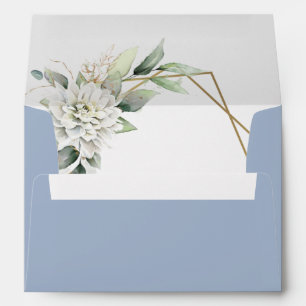 Elegant Dusty Blue Floral Greenery for 5x7 card Envelope