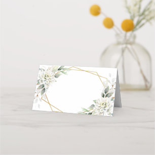 Elegant Dusty Blue Floral Greenery  Wedding Table Place Card