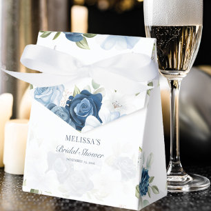 Elegant Dusty Blue Floral Rustic Bridal Shower Favor Box