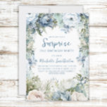 Elegant Dusty Blue Floral Surprise 21st Birthday Invitation<br><div class="desc">Dusty blue watercolor floral with sage green leaves Surprise 21st birthday party invitation. Contact me for assistance with customization or to request matching products.</div>