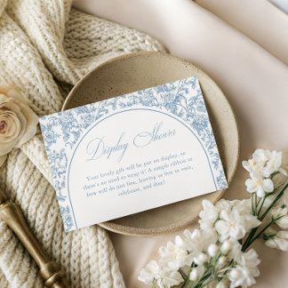 Elegant Dusty Blue Floral Toile Display Shower Enclosure Card