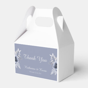Elegant Dusty Blue Floral Wedding Favor Box