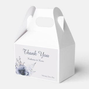 Elegant Dusty Blue Floral Wedding Favor Box