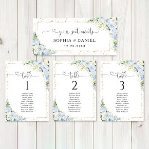 Elegant Dusty Blue Floral Wedding Head Table Sign