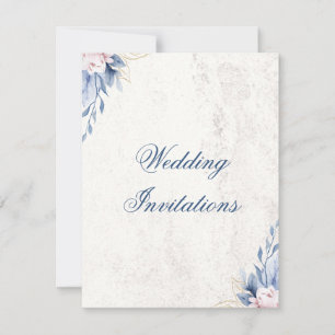 Elegant dusty blue floral wedding invitation