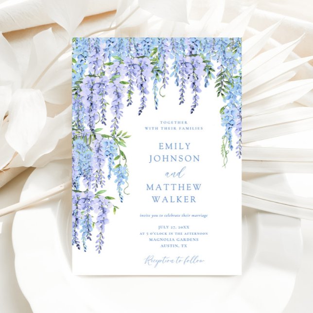 Elegant Dusty Blue Floral Wedding Invitation (Creator Uploaded)
