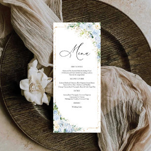 Elegant Dusty Blue Floral Wedding Menu