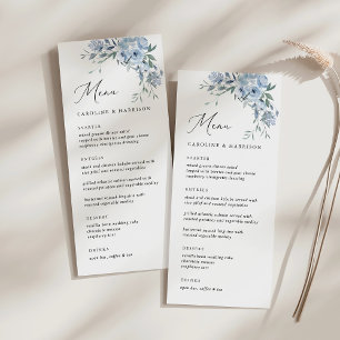 Elegant Dusty Blue Floral Wedding Menu