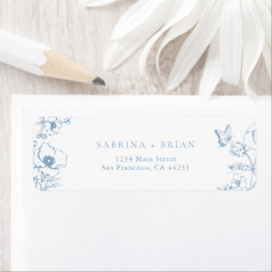 Elegant Dusty Blue Floral Wedding Return Address