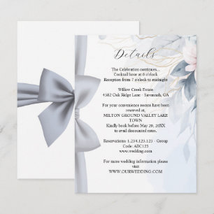 Elegant Dusty Blue Floral with Bow Enclosure Card