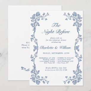 Elegant Dusty Blue French Garden Rehearsal Dinner Invitation
