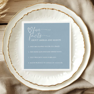 Elegant Dusty Blue Fun Facts Wedding Napkin